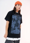 Abstract print t-shirt ghost tee retro Gothic top in black