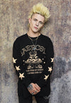 Alien print t-shirt UFO tee grunge star DJ top in black