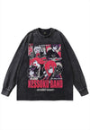Kessoku Band t-shirt vintage wash Anime long tee Korean top