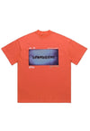 Punk print t-shirt gorpcore tee utility top in orange