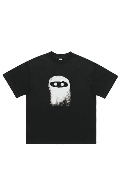 Balaclava t-shirt mask print tee grunge top in black