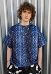 Snake print t-shirt handmade python tee rave top in blue