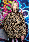 Leopard fleece jacket in brown animal print fluffy bomber