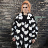 Heart fleece coat handmade faux fur love emoji trench coat