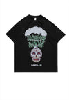 Skeleton print t-shirt grunge tee skater skull top in black