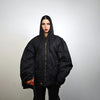 Hooded oversize bomber jacket black baggy punk utility