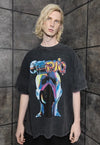 Premium raver t-shirt vintage wash cyber punk tee acid black