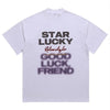 Lucky star t-shirt old slogan tee retro grunge top in purple