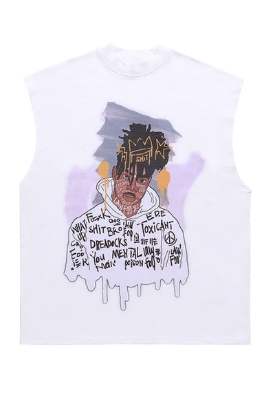 Rapper sleeveless t-shirt retro hip-hop tank top surfer vest