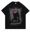 Monster print t-shirt brain tee grunge skater top in black