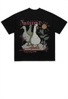 Naturist t-shirt retro hippie tee goose cartoon top in black