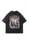 Jesus print t-shirt psychedelic tee retro religion top grey