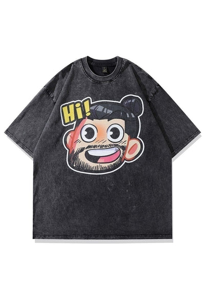 Sumo t-shirt old anime tee retro Japanese cartoon top black