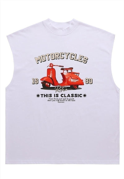 Retro sleeveless t-shirt surfer tank top Vespa poster vest