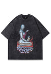 Robot print t-shirt cyber punk tee futuristic top in grey