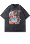 Vintage wash t-shirt basketball tee retro sports top in grey