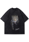 Cheetah print t-shirt leopard tee retro animal top in grey