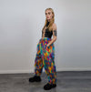 Disco faux fur joggers 70s raver pants fluffy psychedelic trousers ski fleece tie-dye overalls festival bottoms burning man pants blue pink