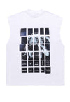 Statue print sleeveless t-shirt retro tank top surfer vest