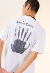 Hand print t-shirt rock band tee arm skater top in white