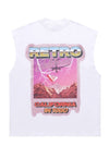 Retro slogan sleeveless t-shirt neon top grunge surfer vest