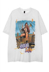 Pirate girl t-shirt old ship tee retro sailor top in white