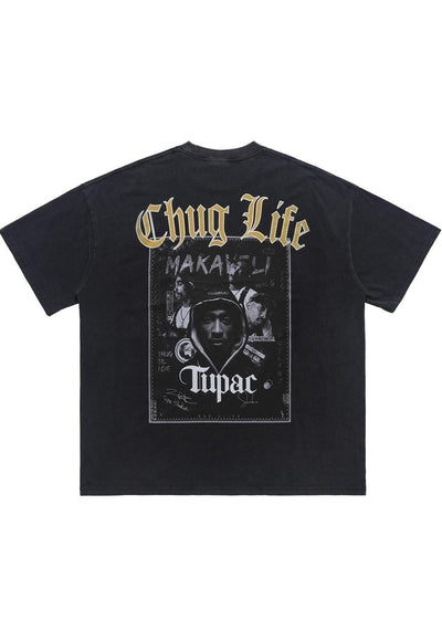 Thug t-shirt rapper tee grunge gangster top in acid black