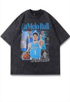 LaMelo Ball t-shirt basketball tee retro sports top in grey