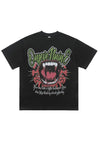 Vampire t-shirt fang print tee grunge rocker top in black