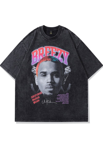 R&B t-shirt Breezy tee retro skater top in acid black