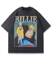 Bad boy singer t-shirt grunge poster tee retro wash top grey