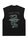 Snake print tank top surfer vest retro sleeveless t-shirt