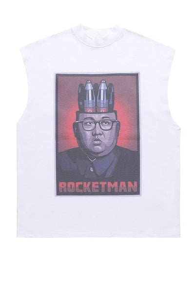 Rocket man sleeveless tshirt retro rave tank top surfer vest