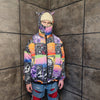 Paisley bomber handmade detachable bandanna puffer devil horn jacket skeleton print coat reversible jacket in rainbow black