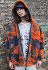 Tie-dye fleece bomber handmade gradient hood jacket orange