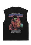 Raver print tank top surfer vest retro sleeveless t-shirt