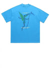 Skeleton print t-shirt grunge top Goth angel retro tee blue