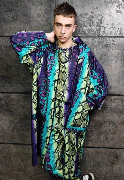 Tie-dye snake jacket handmade python windbreaker in purple