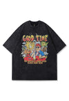 Retro cartoon t-shirt festival tee old movie top in grey