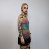 Sparkly mesh top Rainbow vest embellished Gay sleeveless t-shirt rave rhinestone tank transparent LGBT see-through blouse carnival crochet