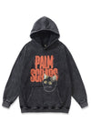 Cat hoodie balaclava print pullover grunge top in acid grey