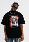 Poker game t-shirt raver print tee hip-hop top in black