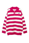 Knitted polo shirt long sleeve striped jumper fluffy top