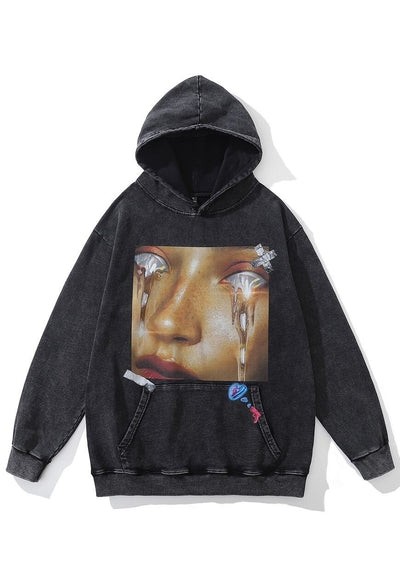 Internet girl hoodie crygirl pullover grunge top acid grey