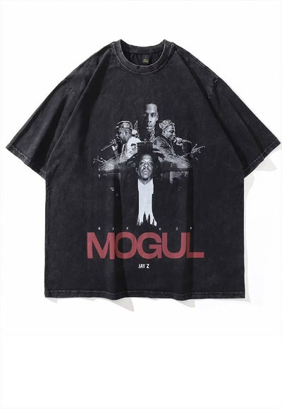 Vintage rapper print t-shirt old Mogul tee retro hip-hop top