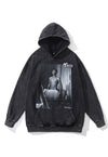 Japanese hoodie grunge pullover retro celeb top in acid gey