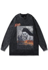 Nun print t-shirt Gothic grunge long sleeve tee acid black