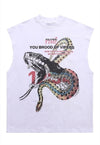 Snake print tank top surfer sleeveless tee retro bible vest