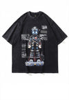 Robot t-shirt old computer print tee grunge top in acid grey