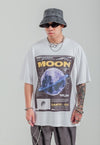 Moon print t-shirt space tee retro sky poster top in white